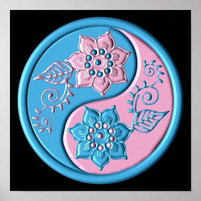 Teal & Pink Yin Yang Poster (Front)