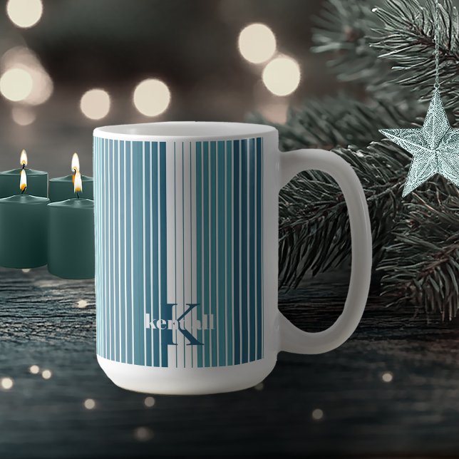 Teal Pinstripe Christmas Pattern#28 ID1009 Coffee Mug (Creator Uploaded)