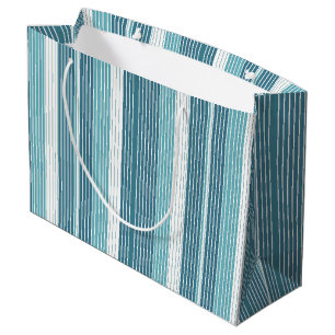 Teal Pinstripe Christmas Pattern#28 ID1009 Large Gift Bag
