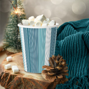 Teal Pinstripe Christmas Pattern#28 ID1009 Paper Cups