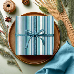 Teal Pinstripe Christmas Pattern#28 ID1009 Wrapping Paper