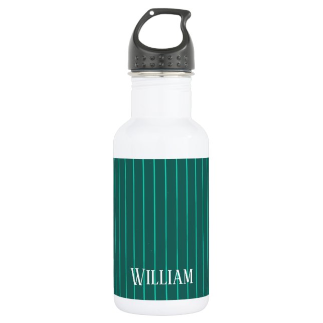 Teal pinstripes 532 ml water bottle (Front)