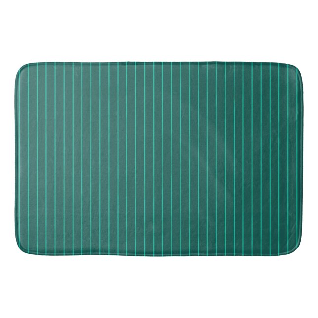Teal pinstripes bath mat (Front)