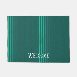 Teal pinstripes doormat