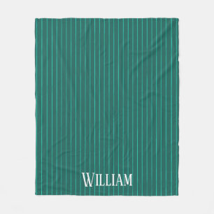 Teal pinstripes fleece blanket