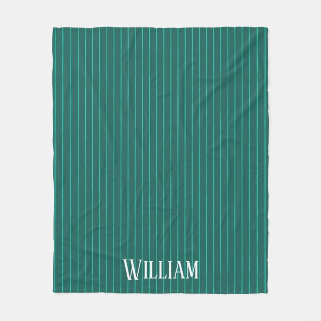 Teal pinstripes fleece blanket (Front)