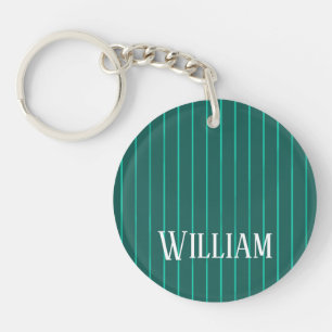 Teal pinstripes key ring