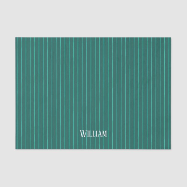 Teal pinstripes tissue paper (Front)