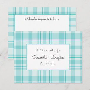 Teal Plaid Baby Shower Advice Cards