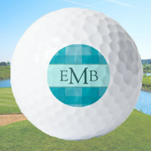 Teal Plaid Custom Monogram Initials Ladies Golf Balls