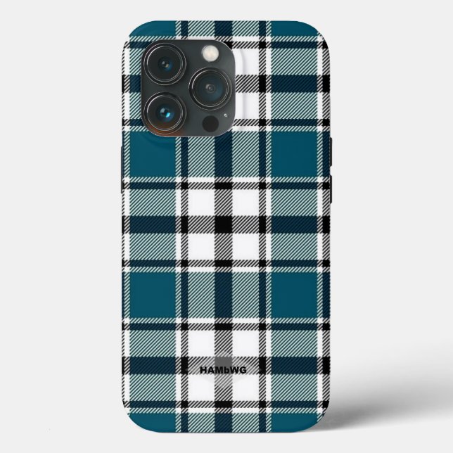 Teal Plaid Iphone Case HAMbWG (Back)