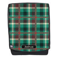 Teal Plaid Pattern with Custom Monogram