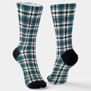Teal Plaid Socks with Name HAMbWG