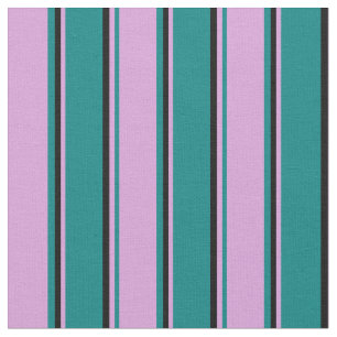 Teal, Plum & Black Lined/Striped Pattern Fabric