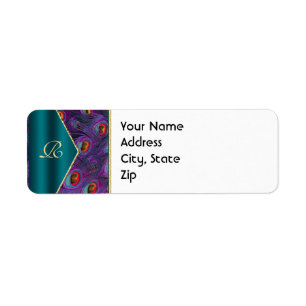 Teal Plum Peacock Address Label