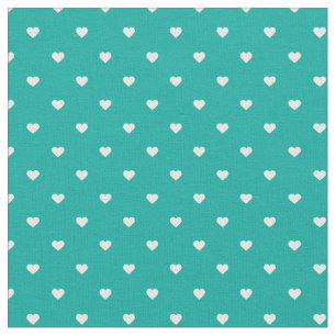 Teal Polka Dot Hearts Fabric