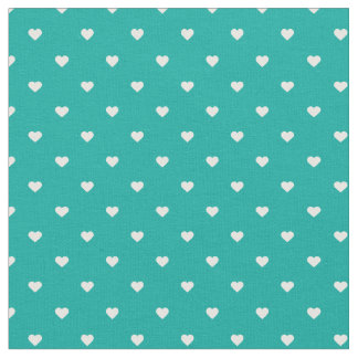 Teal Polka Dot Hearts Fabric