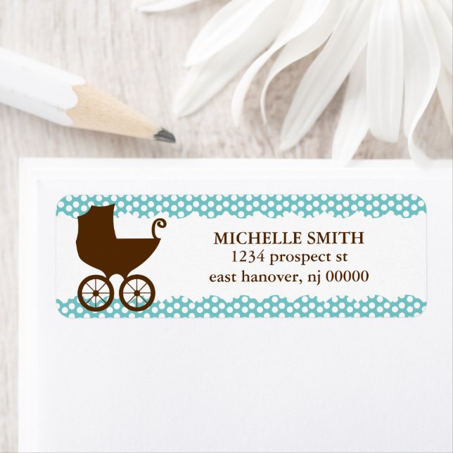 Teal Polka Dots & Carriage Return Address Labels (Insitu)