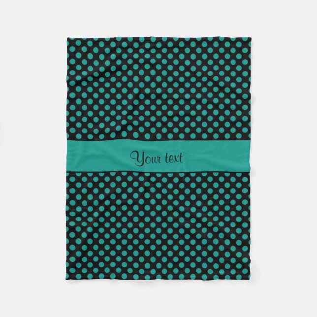 Teal Polka Dots Fleece Blanket (Front)