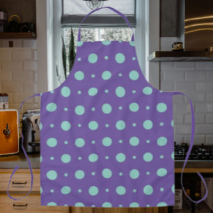 Teal Polka Dots on Purple Apron – Kitchen Fun