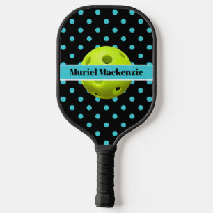 Teal Polka Dots Pickleball Princess, Name Pickleball Paddle