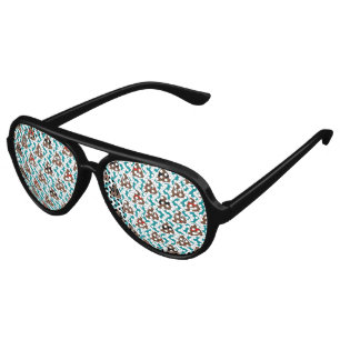 Teal Poop Emoji Pattern Aviator Sunglasses