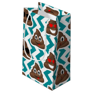 Teal Poop Emoji Pattern Small Gift Bag