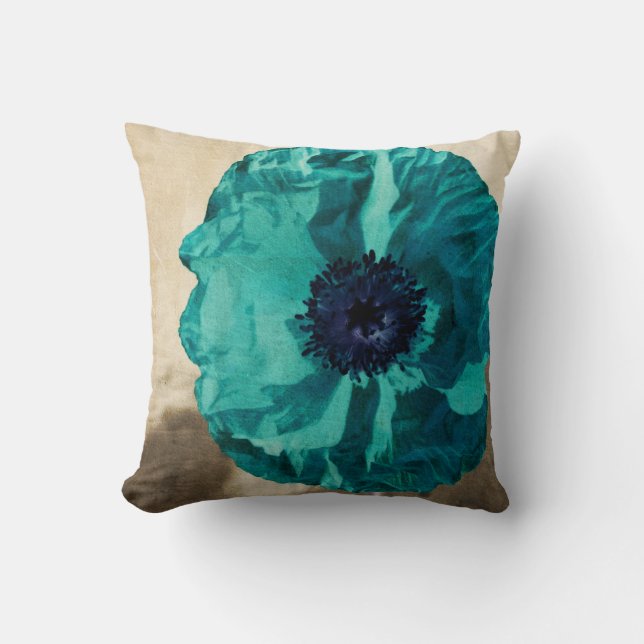 Teal Poppy Cushion (Front)
