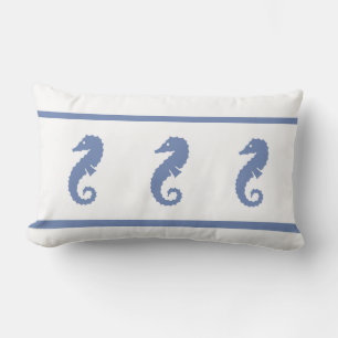 teal powder blue and white  SEAHORSE Lumbar Cushion