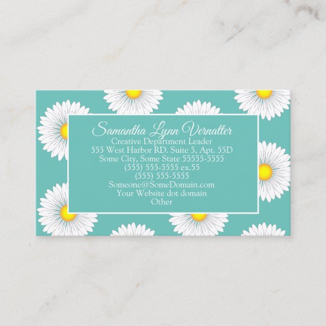 Teal Pretty Little Daisy Business Card (Front)
