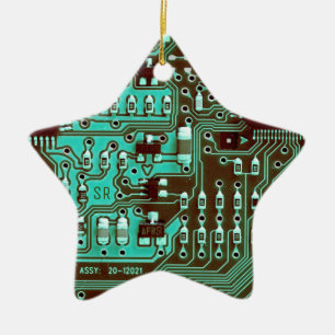Teal printed circuit board Geek PCB Personalised Ceramic Tree Decoration