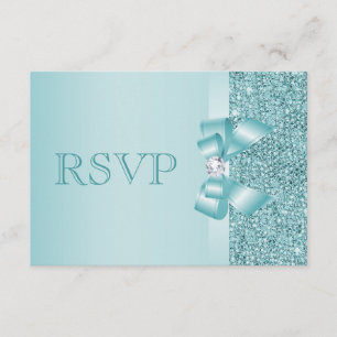 Teal Printed Sequins RSVP Card
