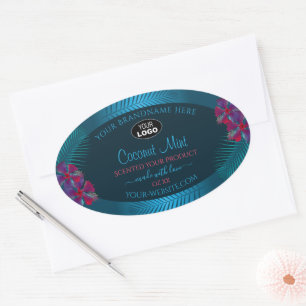 Teal Product Labels Purple Red Hawaii Flowers Logo