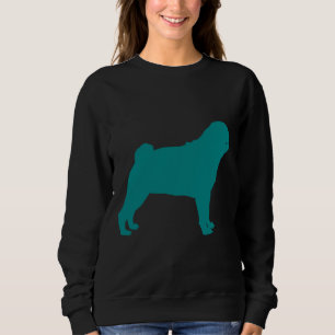 Teal Pug Silhouette Classic T-Shirt 708 Sweatshirt