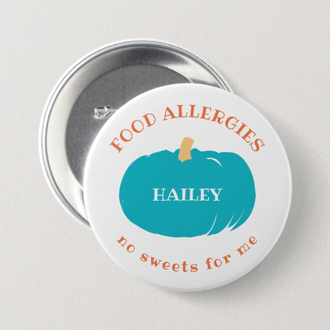 Teal Pumpkin Allergy Alert Kids Halloween Custom 7.5 Cm Round Badge (Front & Back)
