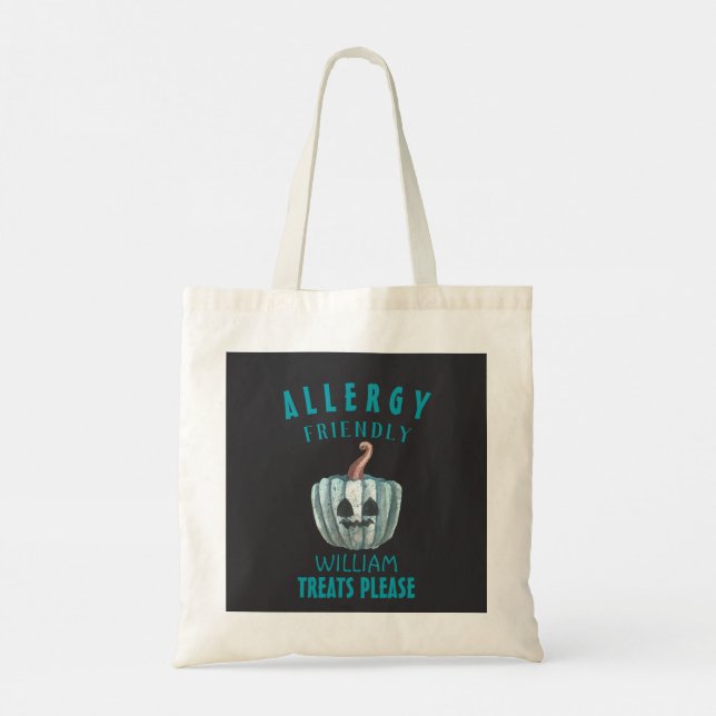 Teal Pumpkin Halloween Allergy Friendly Treats Tot Tote Bag (Back)
