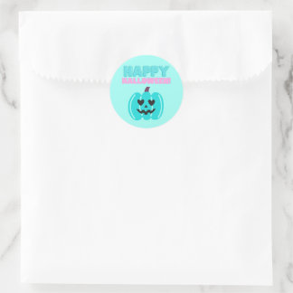 Teal Pumpkin Happy Halloween Classic Round Sticker