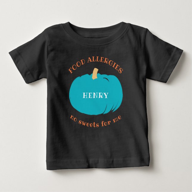 Teal Pumpkin Personalised Allergy Halloween Kids Baby T-Shirt (Front)