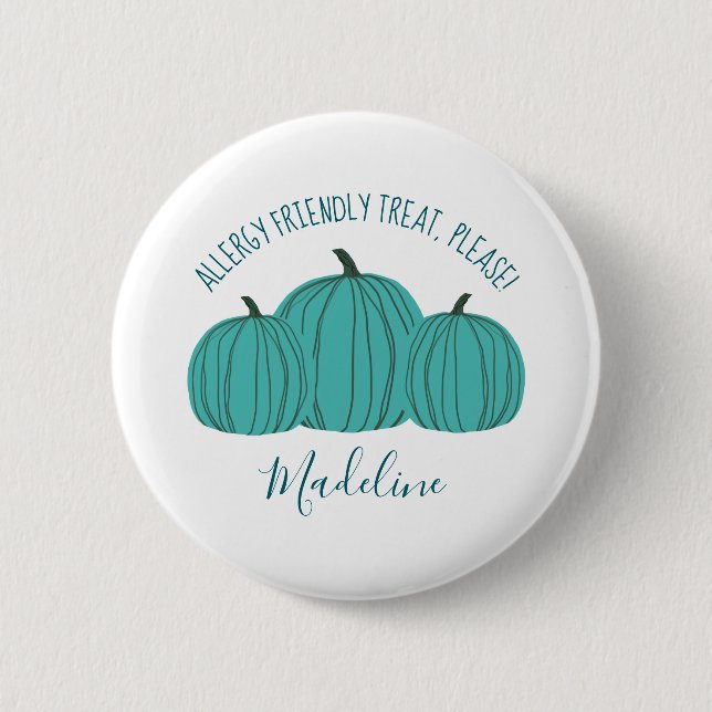 Teal Pumpkin Trick or Treat Button (Front)