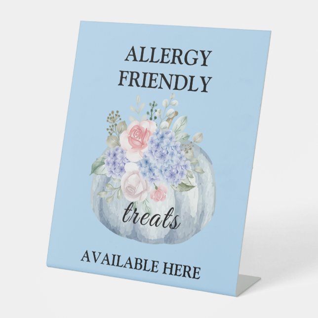 Teal Pumpkin Watercolor Allergy Friendly Treats Pedestal Sign (Front)