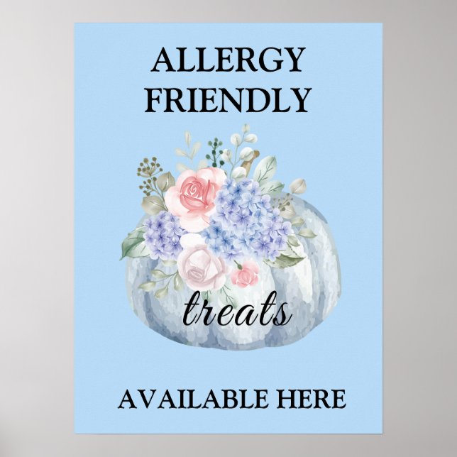Teal Pumpkin Watercolor Allergy Friendly Treats Poster (Front)