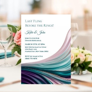 Teal Purple and Blush Silk- Dinner Rehearsal Invitation