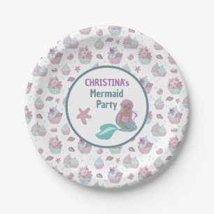 Teal Purple Black Mermaid Birthday Party Sea theme Paper Plate