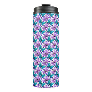 Teal purple butterfly floral pattern thermal tumbler
