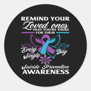 Teal Purple Butterfly Suicide Awareness  Classic Round Sticker