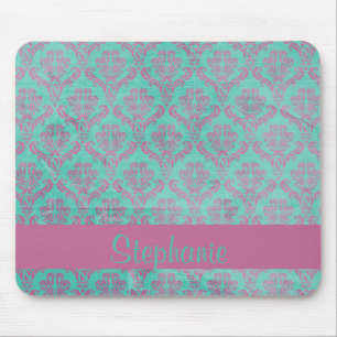 Teal Purple Customisable Monogram Mouse Pad