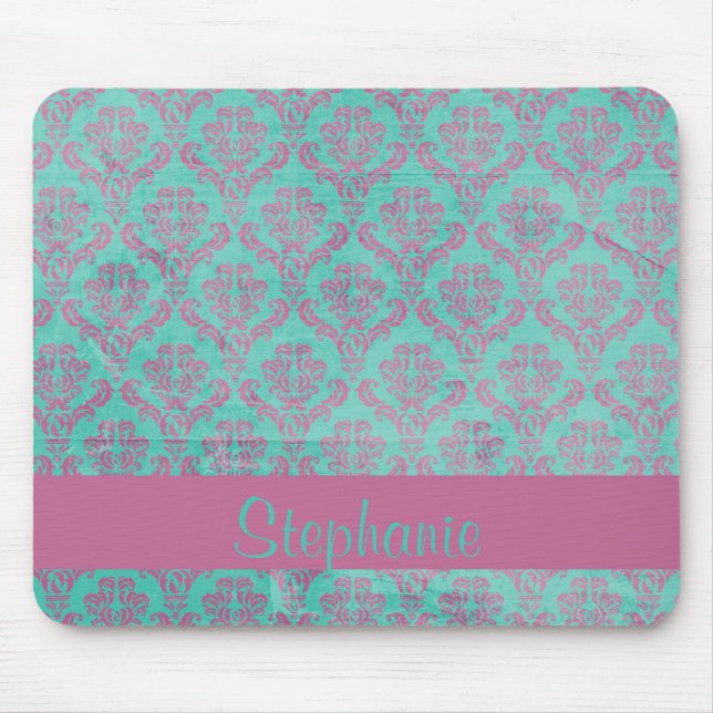 Teal Purple Customisable Monogram Mouse Pad (Front)