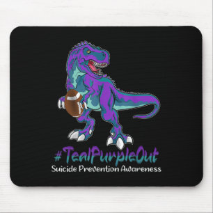 Teal Purple Dinosaur Football Suicide Preventionta Mouse Pad