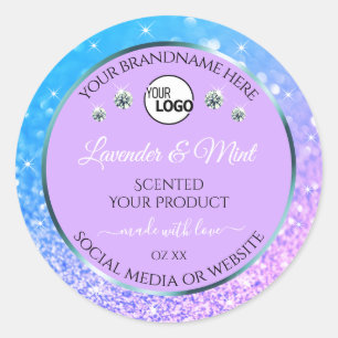 Teal Purple Glitter Product Labels Logo Diamonds