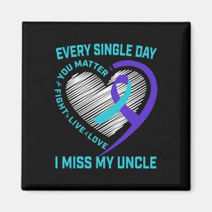 Teal Purple Heart Uncle Suicide Awareness Preventi Magnet